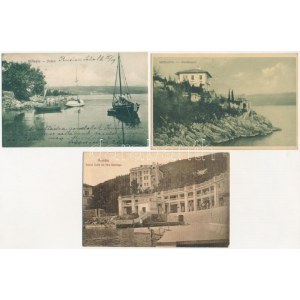 Abbazia, Opatija; - 5 db RÉGI városképes lap / 5 pre-1945 town-view postcards