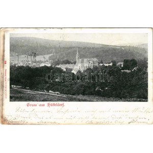 1898 (Vorläufer) Wien, Vienna, Bécs XIV. Hütteldorf (Penzing), general view with church (small tear...