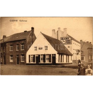 Cuerne, Kuurne; Kerkstraat / street view, bank
