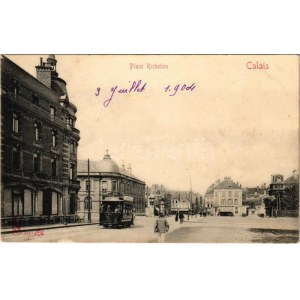 Calais, Place Richelieu / square, tram (fl)