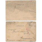 2 db régi hosszú címzéses kézzel rajzolt állatos képeslap: zsiráf és strucc, Kerékffy G. szignóval / 2 pre-1910 hand...