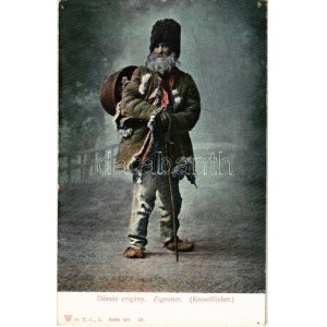 Dézsás cigány / Zigeuner (Kesselflicker) / Gypsy tinker man, folklore. D. T. C. L. Serie 301. No. 20. (apró lyukak ...