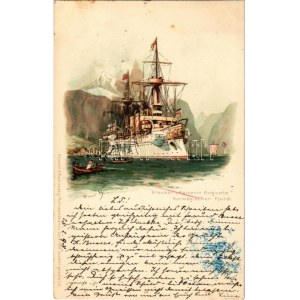 1898 (Vorläufer) Kaiserliche Marine Kreuzer Kaiserin Augusta Norwegischer Fjord. Meissner ...