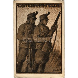1917 Ostern im Felde / WWI Austro-Hungarian K.u.K. military field postcard, Easter greetings s: Gaál F. + K.u.K. Geb...