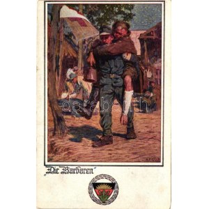 Die Barbaren / WWI German injured soldiers, Deutscher Schulverein Karte Nr. 867. s...