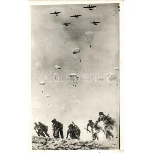 1944 WWII Hungarian parachutist soldiers, aircrafts photo (EK)