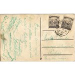 1925 Kézzel rajzolt és készített Krampusz művészlap / Hand-drawn and custom made Krampus art postcard (vágott / cut...