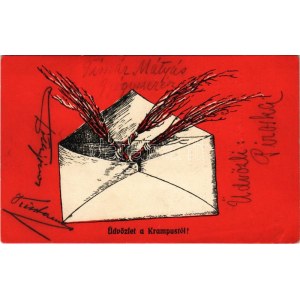 Üdvözlet a Krampusztól! Virgács borítékban. C.H.W. VIII/2. 2501-19. / Krampus greeting, birch in envelope (EK...