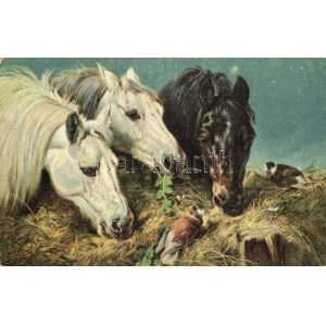 Ein frugales Mahl / Horses litho s: John Frederick Herring
