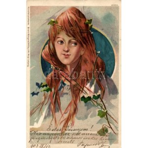Red hair girl, Bruno Bürger & Ottillie No. 2255. litho (b)
