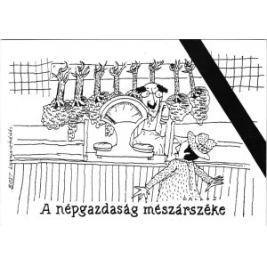 A népgazdaság mészárszéke. BZST környezetvédői. Dallos Jenő karikatúrája (ragasztónyom / glue marks...
