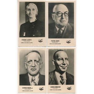 1953 A Béka Világtanács Budapesti ülésszaka - 4 db modern képeslap az alelnökökkel: Gabriel D'Arboussier...