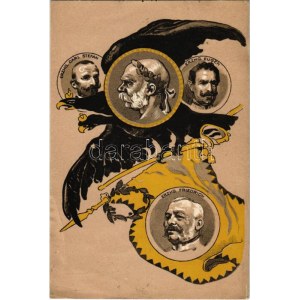 1915 Franz Josef, Erzh. Carl Stefan, Erzhg. Eugen, Erhg. Friedrich. Kunstanstalt Senefelder Graz / Osztrák...