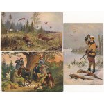 VADÁSZAT - 7 db RÉGI művész képeslap / HUNTING - 7 pre-1945 art postcards