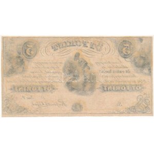 1852. 5Ft Kossuth bankó kitöltetlen, F T:F szép papír Hungary 1852. 5 Forint F without date and serial number C...