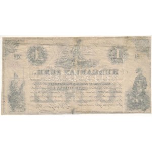 1852. 1$ B Kossuth bankó piros 18337 sorszámmal T:F,VG beszakadások, foltok, tűlyukak Hungary 1852. 1 Dollar B ...