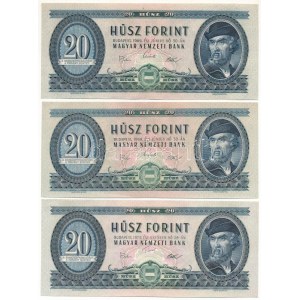 1969-1975. 20Ft (3db, 2xklf) T:UNC Hungary 1969-1975. 20 Forint (3pcs, 2xdiff) C:UNC