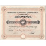 Szombathely 1938. Szombathelyi Takarékpénztár Részvénytársaság részvénye 50P-ről, szelvényekkel, szárazpecséttel (2x...