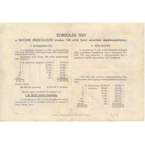 1955. Hatodik Békekölcsön nyereménykölcsön 50Ft-ról szárazpecséttel T:III restaurált