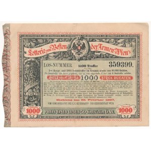 Ausztria 1887. Sorsjegy a bécsi szegények megsegítésére sorsjegy 50k értékben T:XF,VF fo. Austria 1887. ...