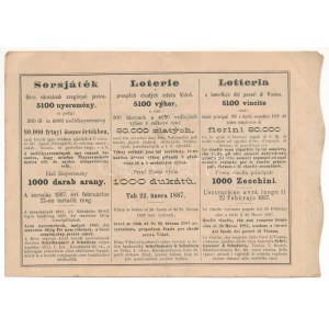 Ausztria 1887. Sorsjegy a bécsi szegények megsegítésére sorsjegy 50k értékben T:XF,VF fo. Austria 1887. ...