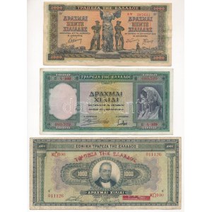 Görögország 1926. 1000Dr + 1939. 1000Dr + 1942. 5000Dr T:F,VG Greece 1926. 1000 Drachmai + 1939. 1000 Drachmai + 1942...