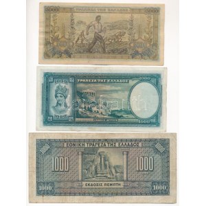 Görögország 1926. 1000Dr + 1939. 1000Dr + 1942. 5000Dr T:F,VG Greece 1926. 1000 Drachmai + 1939. 1000 Drachmai + 1942...