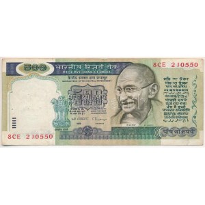 India 1992. 500R T:F tűzőgép ly. India 1992. 500 Rupees C:F stapler holes Krause P#87c