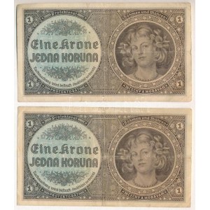 Német Harmadik Birodalom / Cseh-Morva Protektorátus 1940. 1K (2x) T:F German Third Reich ...