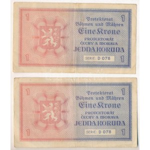Német Harmadik Birodalom / Cseh-Morva Protektorátus 1940. 1K (2x) T:F German Third Reich ...