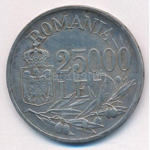 Románia 1946. 25.000L Ag I. Mihály T:XF patina Romania 1946. 25.000 Lei Ag Mihai I C:XF patina Krause KM...