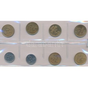 Románia 1952-1957. 5b Ni-sárgaréz (6xklf) + 1963-1966. 5b acél (2xklf) T:XF,VF Romania 1952-1957. 5 Bani Ni-brass ...