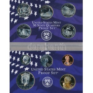 Amerikai Egyesült Államok 2006S 1c-1$ (5xklf) forgalmi sor, műanyag tokban + 1/4$ Cu-Ni 50 állam (5xklf)...