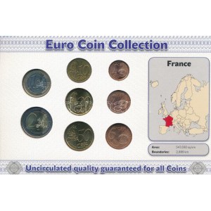 Franciaország 1999-2002. 1c-2E (8xklf) forgalmi összeállítás The Euro Coins of France karton díszlapon T...