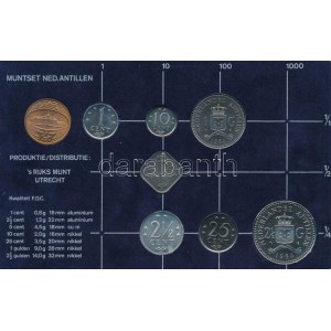 Holland Antillák 1984. 1c - 2 1/2G (7xklf) forgalmi sor + Rijks Munt Cu zseton műanyag dísztokban T...