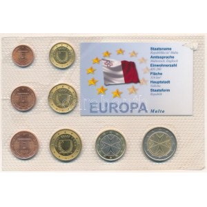 Málta 2008. 1c-2E (8xklf) Europa forgalmi összeállítás kissé sérült fóliatokban T:UNC,AU Malta 2008. 1 Cent - 2 Euro ...