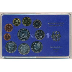 NSZK 1984F 1pf-5M (10x) forgalmi sor műanyag dísztokban, benne 1984F 2M (3xklf) T:PP FRG 1984F 1 Pfennig - 5 Mark (10x...