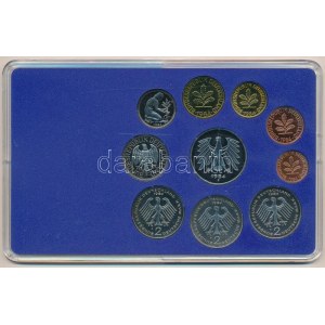 NSZK 1984F 1pf-5M (10x) forgalmi sor műanyag dísztokban, benne 1984F 2M (3xklf) T:PP FRG 1984F 1 Pfennig - 5 Mark (10x...
