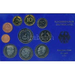 NSZK 1984F 1pf-5M (10xklf) forgalmi sor kissé karcos műanyag dísztokban T:PP FRG 1984F 1 Pfennig - 5 Mark (10xdiff...