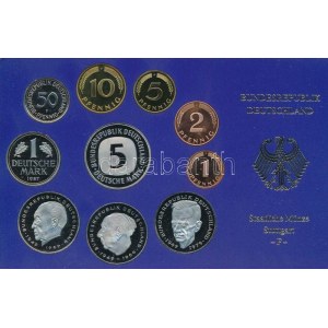 NSZK 1987F 1pf-5M (10xklf) forgalmi sor műanyag dísztokban T:PP FRG 1987F 1 Pfennig - 5 Mark (10xdiff...