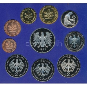 NSZK 1987F 1pf-5M (10xklf) forgalmi sor műanyag dísztokban T:PP FRG 1987F 1 Pfennig - 5 Mark (10xdiff...