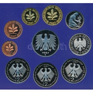 NSZK 1987G 1pf-5M (10xklf) forgalmi sor műanyag dísztokban T:PP FRG 1987G 1 Pfennig - 5 Mark (10xdiff...