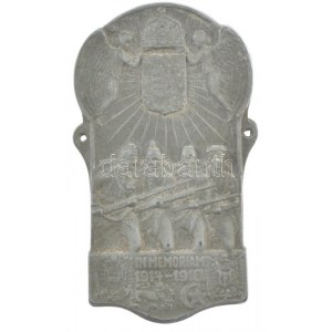 Osztrák-Magyar Monarchia ~1917-1918. In memoriam 1914-1917 felvarrható Zn sapkajelvény (65x37mm) T:1- patina Austro...