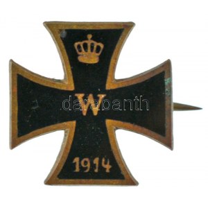 Német Birodalom ~1914-1915. A Vaskereszt kitüntetés mintájára készült zománcozott bronz patrióta jelvény (14x14mm) T...