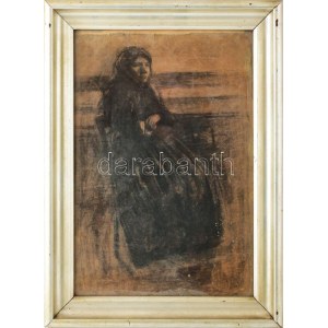 Nagy István (1873-1937): Női portré. Szén, papír. Jelezve jobbra lent. Üvegezett fakeretben. 42...