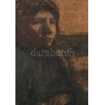 Nagy István (1873-1937): Női portré. Szén, papír. Jelezve jobbra lent. Üvegezett fakeretben. 42...