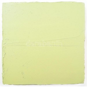 Gál András (1968): Cím nélkül / Zöld (Untitled/Green), 2014. Olaj, farost, jelzett a hátoldalán, 30x30 cm...