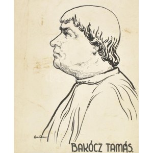 Bardócz Árpád (1882-1938): Bakócz Tamás (1442-1521) bíboros portréja. Tus, papír. Jelzett. Foltos. 22...