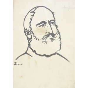 Bardócz Árpád (1882-1938): Damjanich János (1804-1849) honvéd vezérőrnagy, aradi vértanú portréja. Tus, papír. Jelzett...