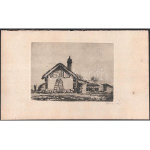 Boldizsár István (1897-1984): Tanya. Rézkarc, papír, jelzett, 14,5x20 cm